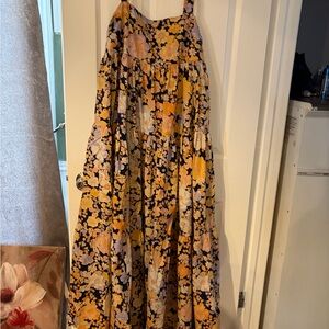 Free people Floral Maxi Sundress in Black & Yellow